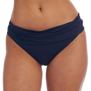NEW LA BLANCA Size 12 Island Goddess Navy Blue Ruched Waist Hipster Swim Bottoms
